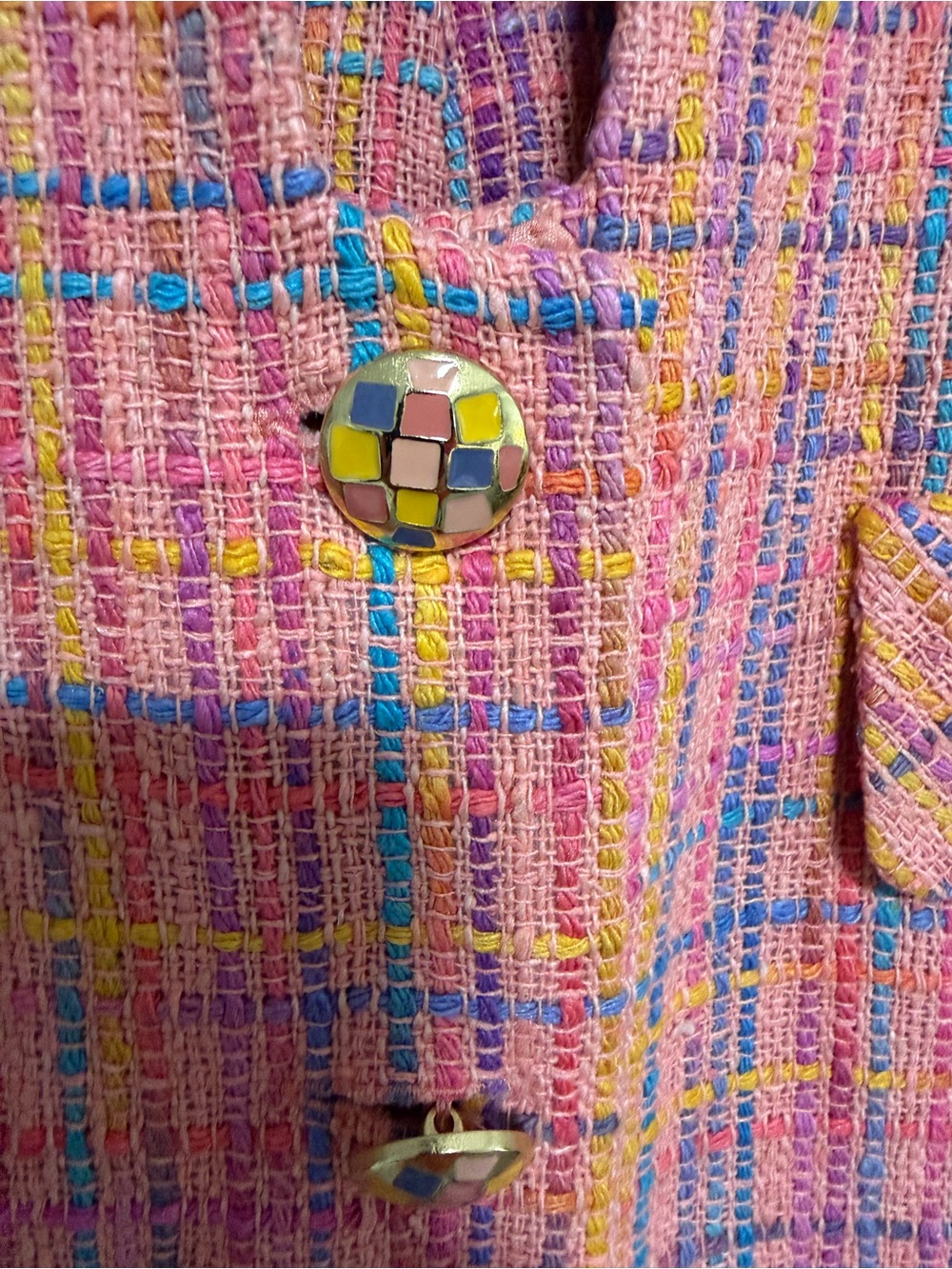 Anne Crimmins Pink Plaid Tweed Skirt Set - Picture 5 of 11